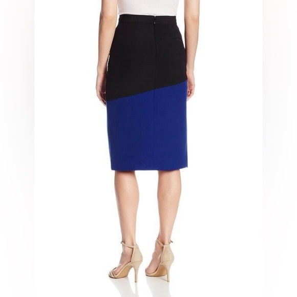 BCBGMAXAZRIA Jowell Sheath Pencil Colorblock Skirt Royal Blue Black Slit Formal - Picture 3 of 12